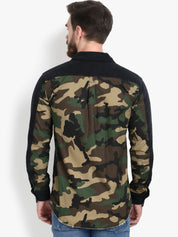 Kotty Men Black Camouflage Lightweight Denim Jacket