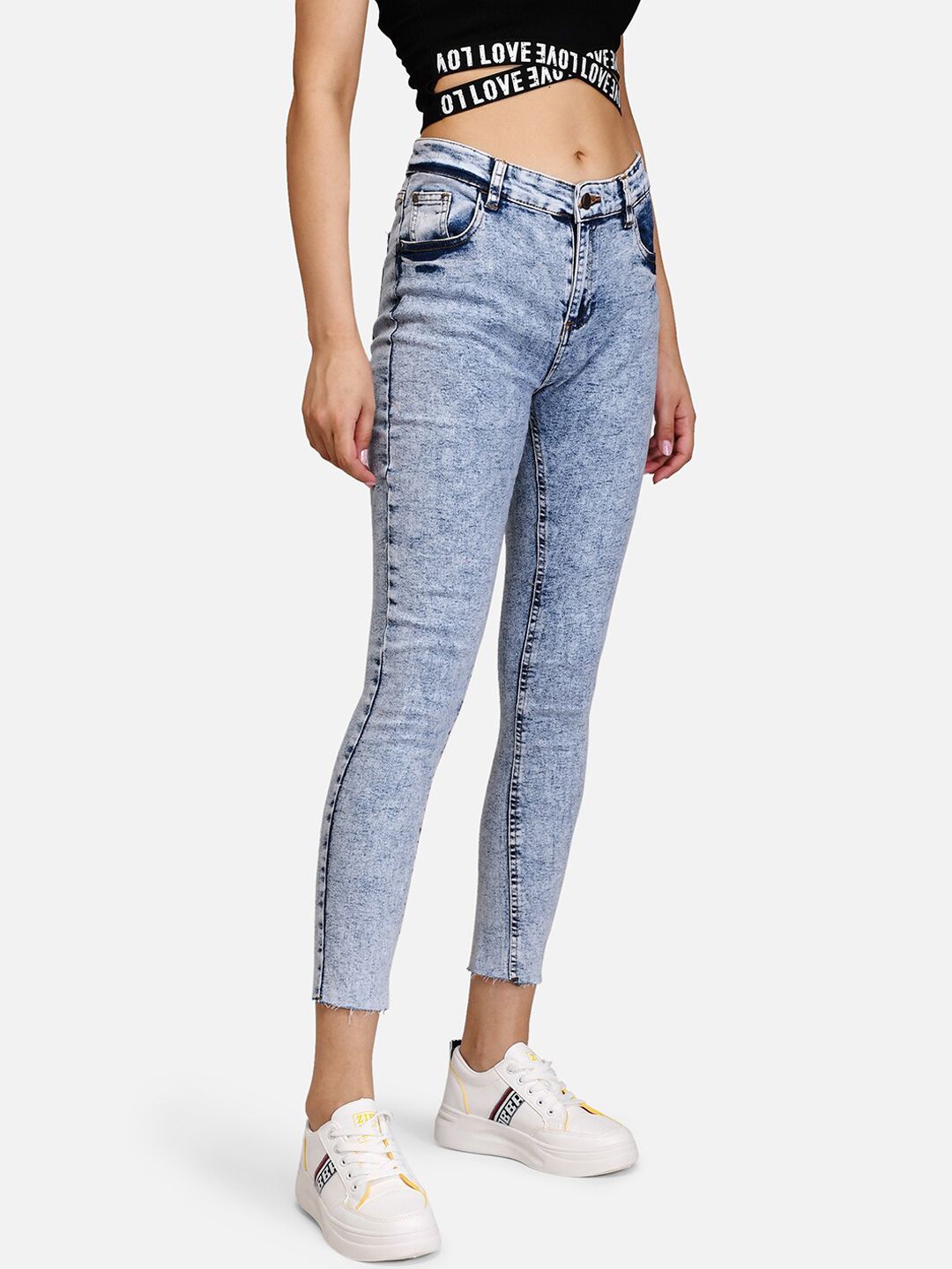 Kotty Women Blue Skinny Fit High-Rise Clean Look Jeans