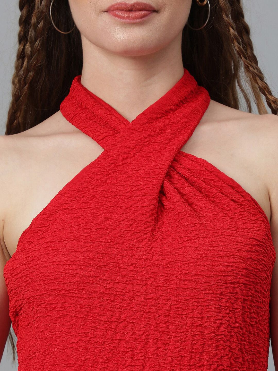 Kotty Self Design Halter Neck Regular Top