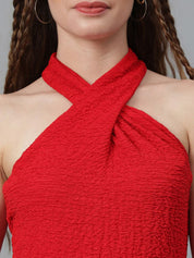 Kotty Self Design Halter Neck Regular Top