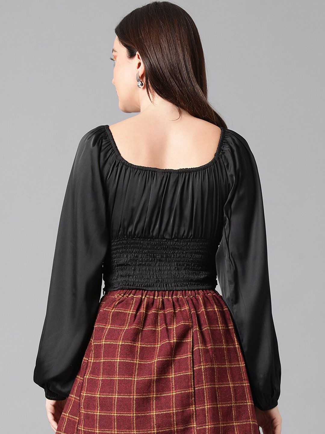 Kotty V-Neck Flared Sleeve Satin Top