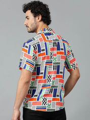 Kotty Men Cuban Collar Abstract Printed Casual Shirt