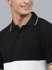 Kotty Colourblocked Polo Collar Regular Fit Cotton T-Shirt