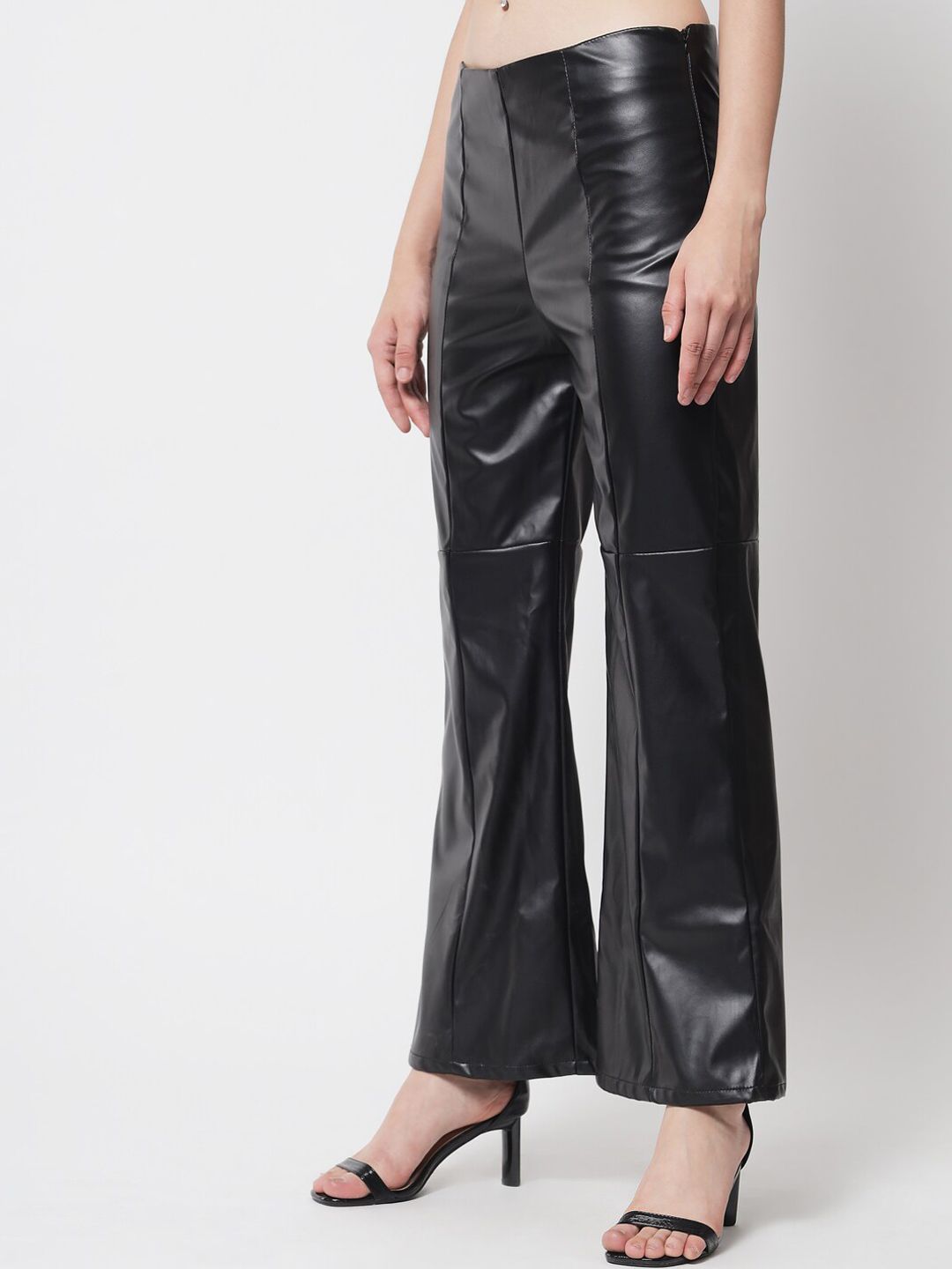 Kotty Women Black Relaxed Flared Low-Rise Trousers