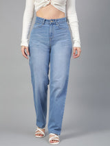 Kotty Women Jean Straight Fit High-Rise Light Fade Stretchable Jeans