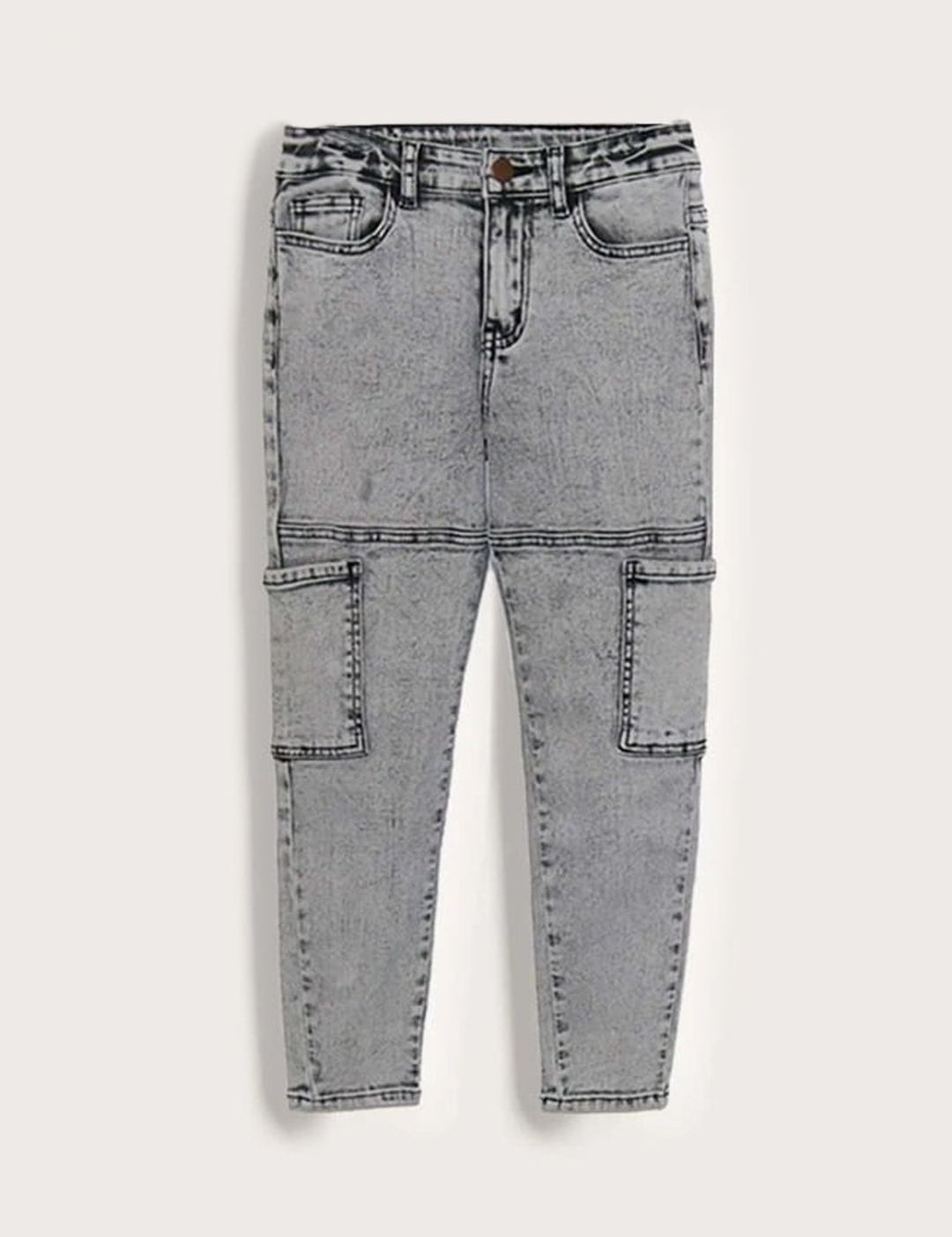 Kotty Boys Grey Jean Slash Knee Heavy Fade Regular Fit Cropped Jeans