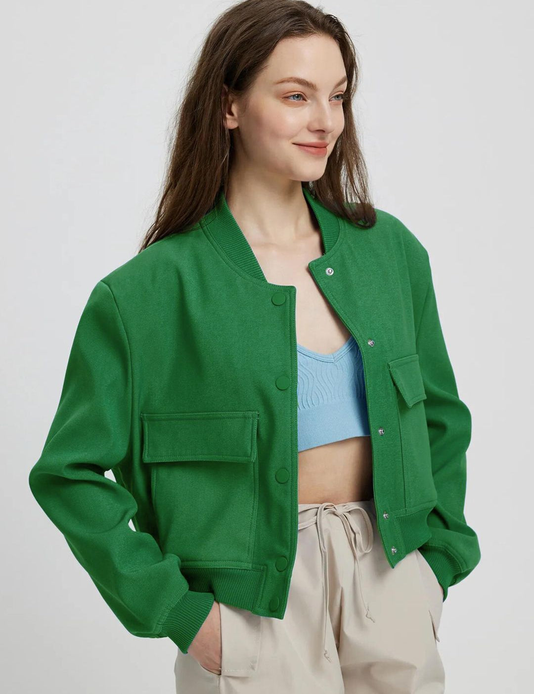 Kotty Stand Collar Fleece Bomber Jacket