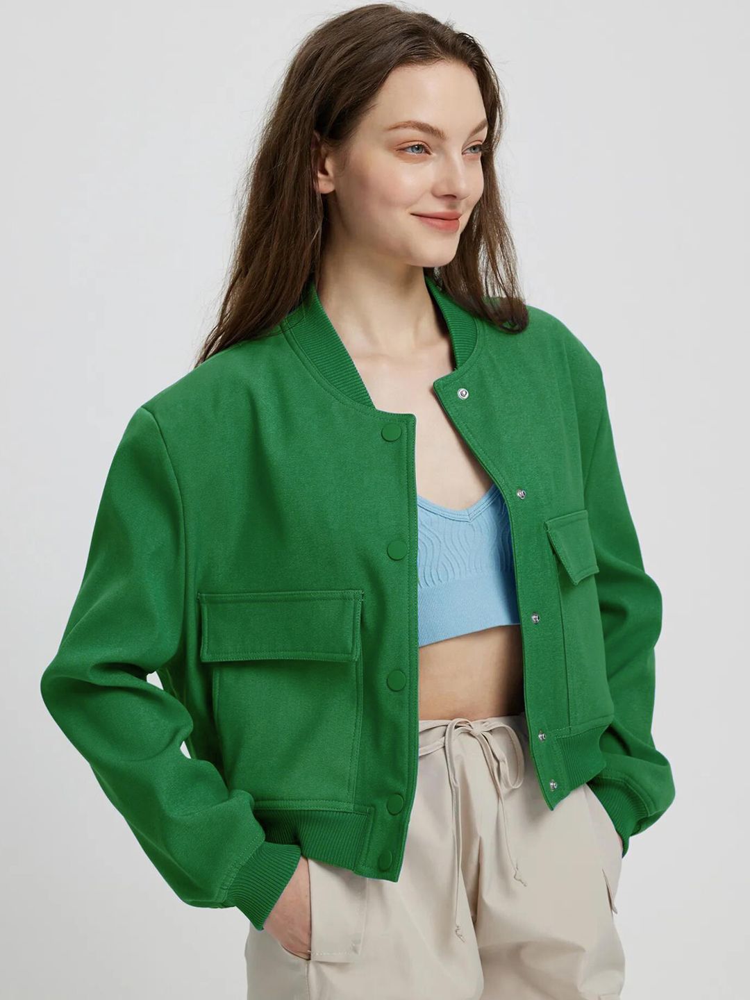 Kotty Stand Collar Fleece Bomber Jacket