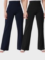 Kotty Women Pack Of 2 Relaxed Straight Leg High-Rise Easy Wash Trousers