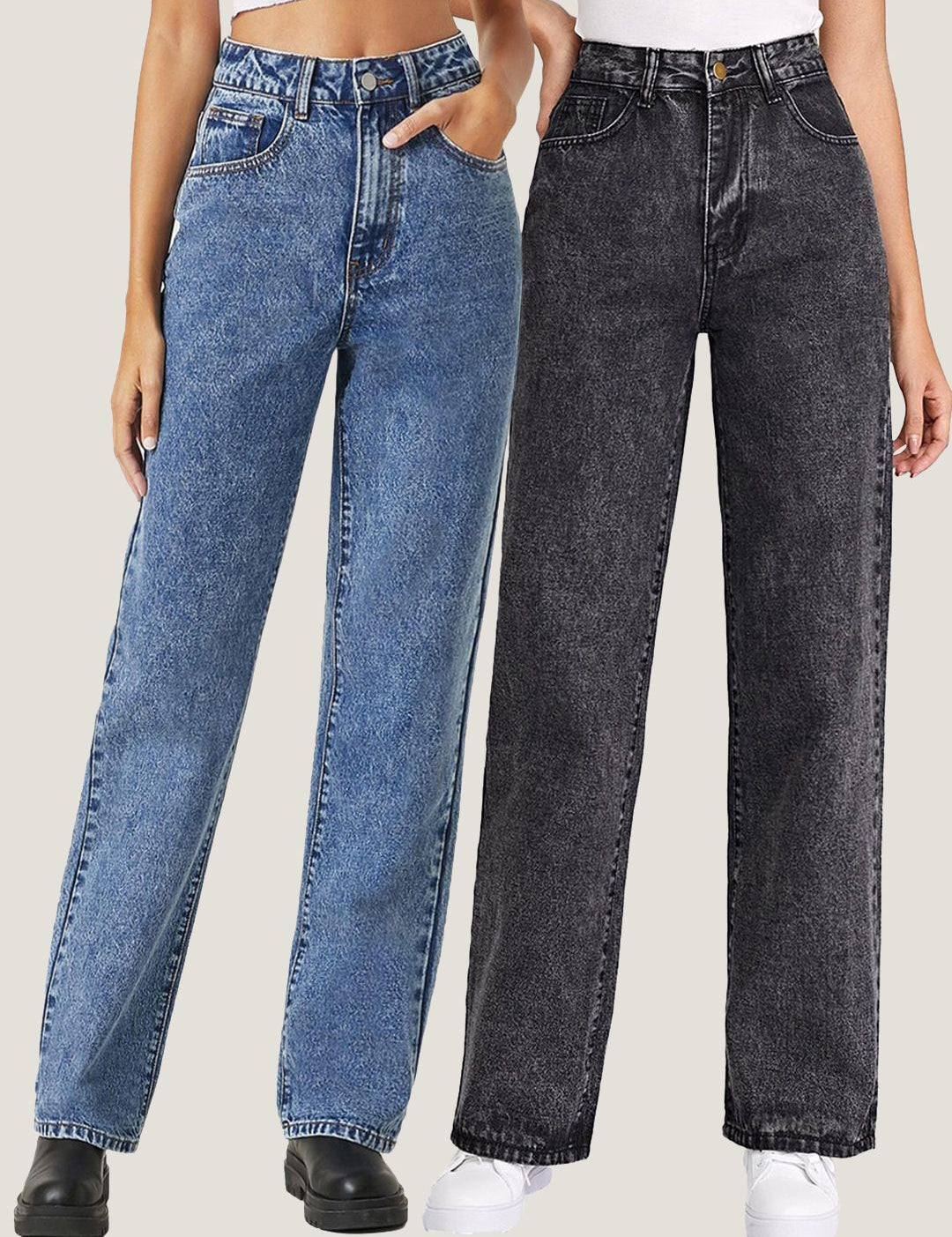 Kotty Women Pack Of 2 Straight Fit High-Rise Stretchable Jeans