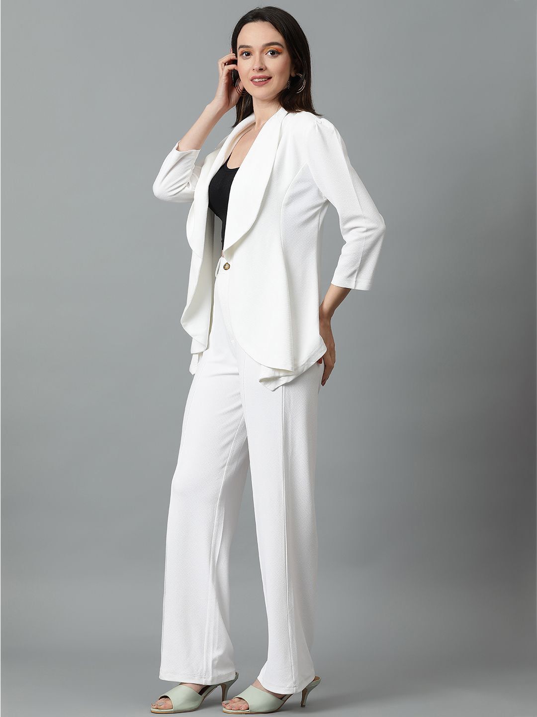 Kotty White Shawl Neck Blazer & Trousers