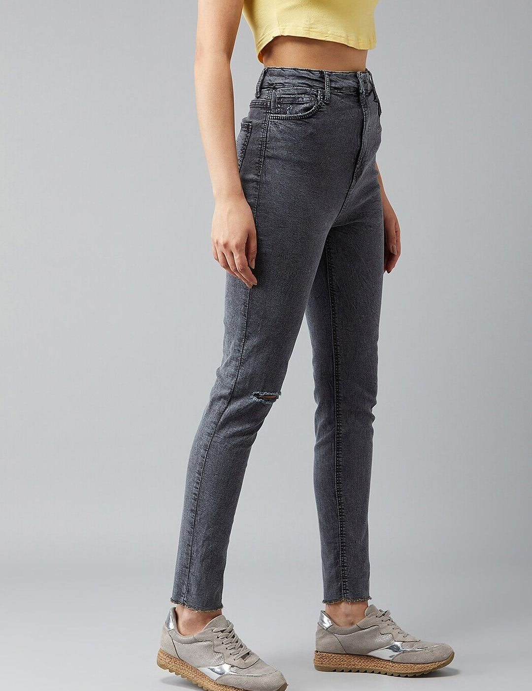 Kotty Women Grey Skinny Fit High-Rise Clean Look Jeans