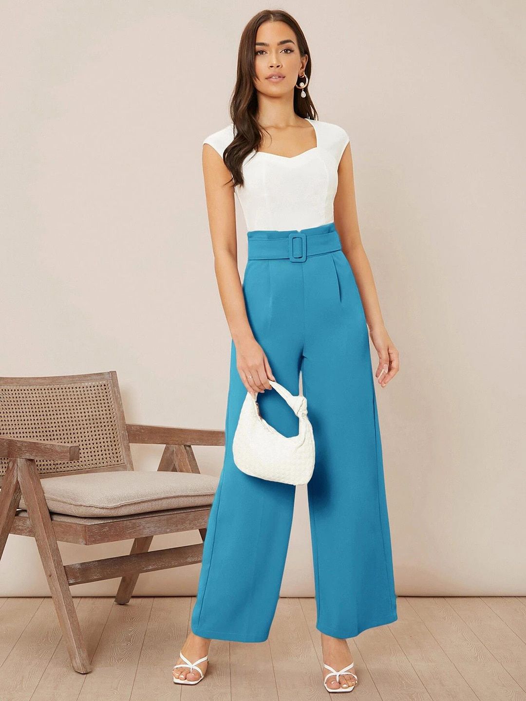 Kotty Women Pack Of 2 Relaxed High-Rise Straight Fit Easy Wash Pleated Trousers