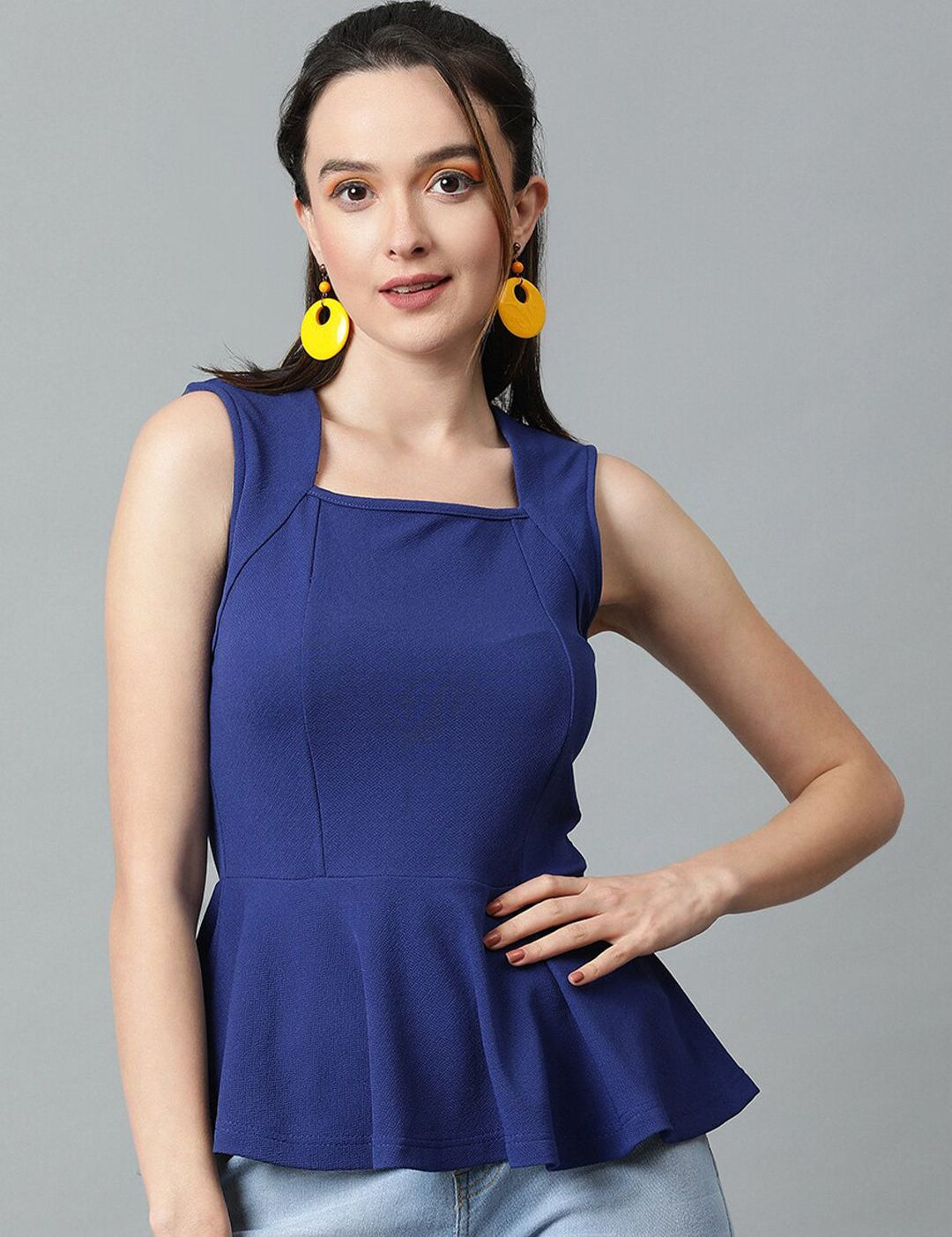 Kotty Square Neck Peplum Top