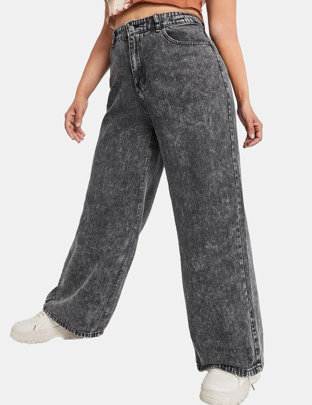 Kotty Women Jean Straight Fit High Rise Heavy Fade Stretchable Cotton Jeans