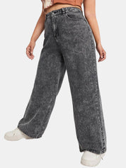 Kotty Women Jean Straight Fit High Rise Heavy Fade Stretchable Cotton Jeans