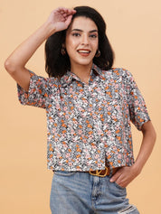 Kotty Black Floral Printed Casual Shirt
