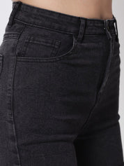 Kotty Women Black High-Rise  Denim Shorts