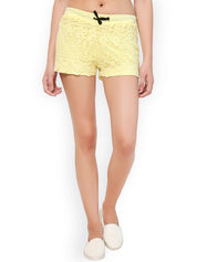 Kotty Women Yellow Self Design Lounge Shorts