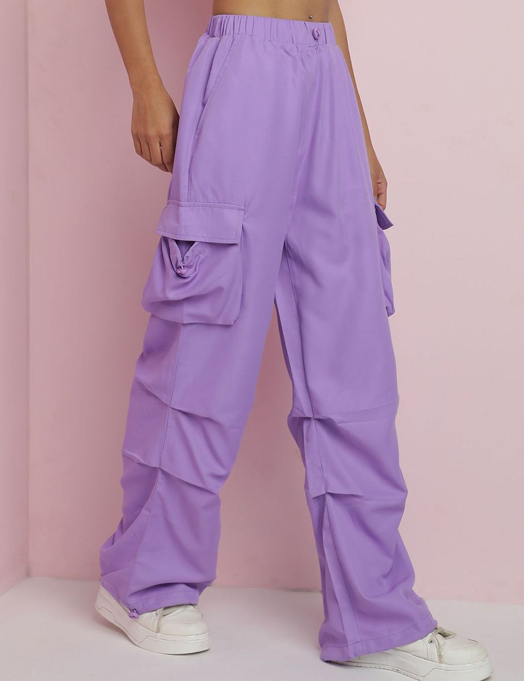 Kotty Women Relaxed Loose Fit High-Rise Cargos