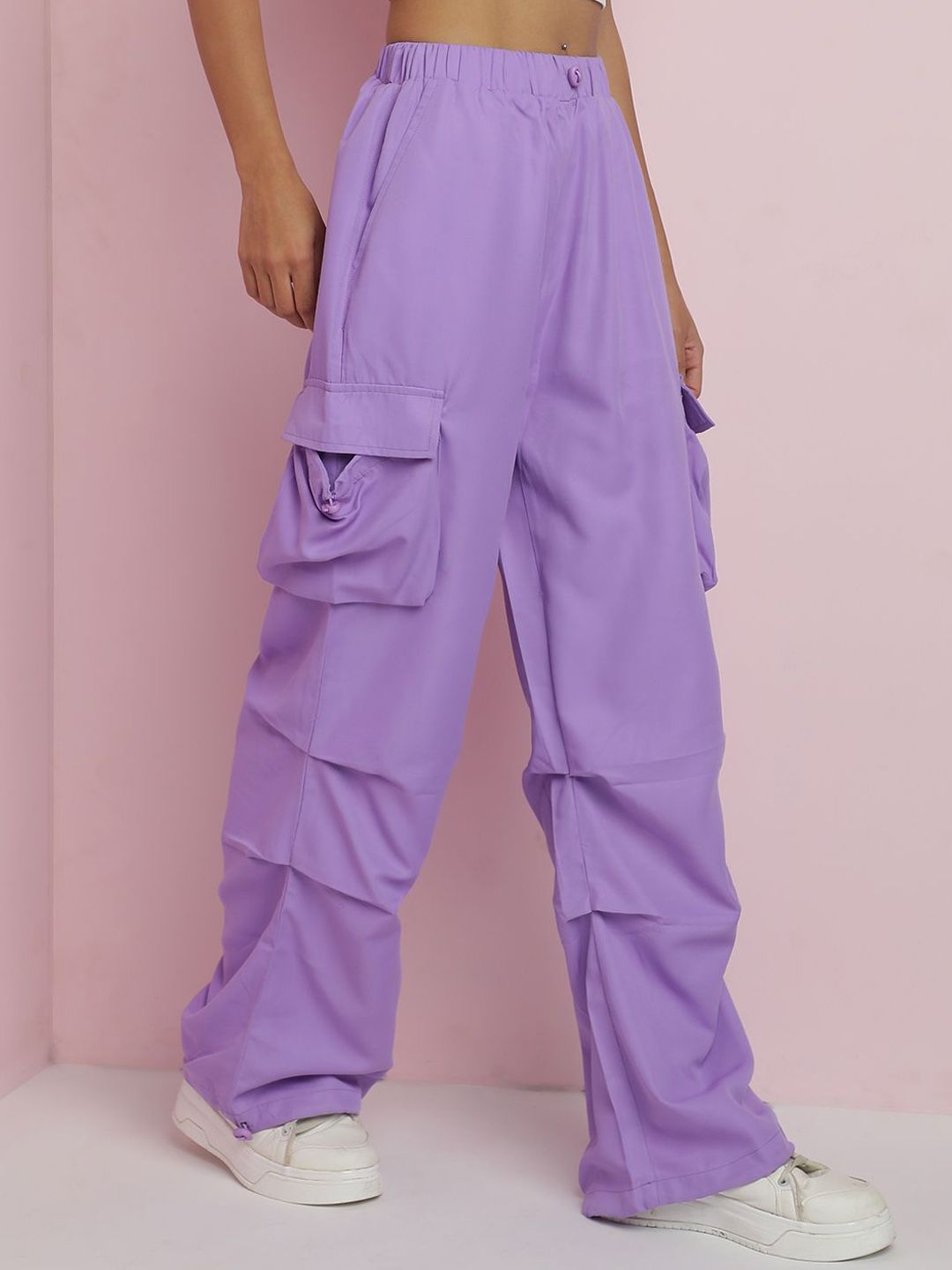 Kotty Women Relaxed Loose Fit High-Rise Cargos