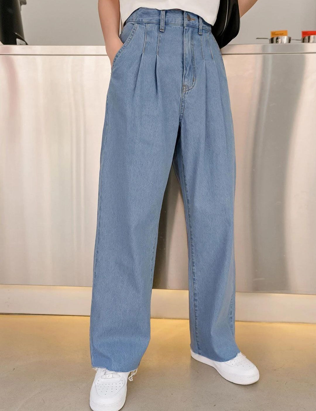 Kotty Women Light Blue Jean Straight Fit High Rise Stretchable Jeans