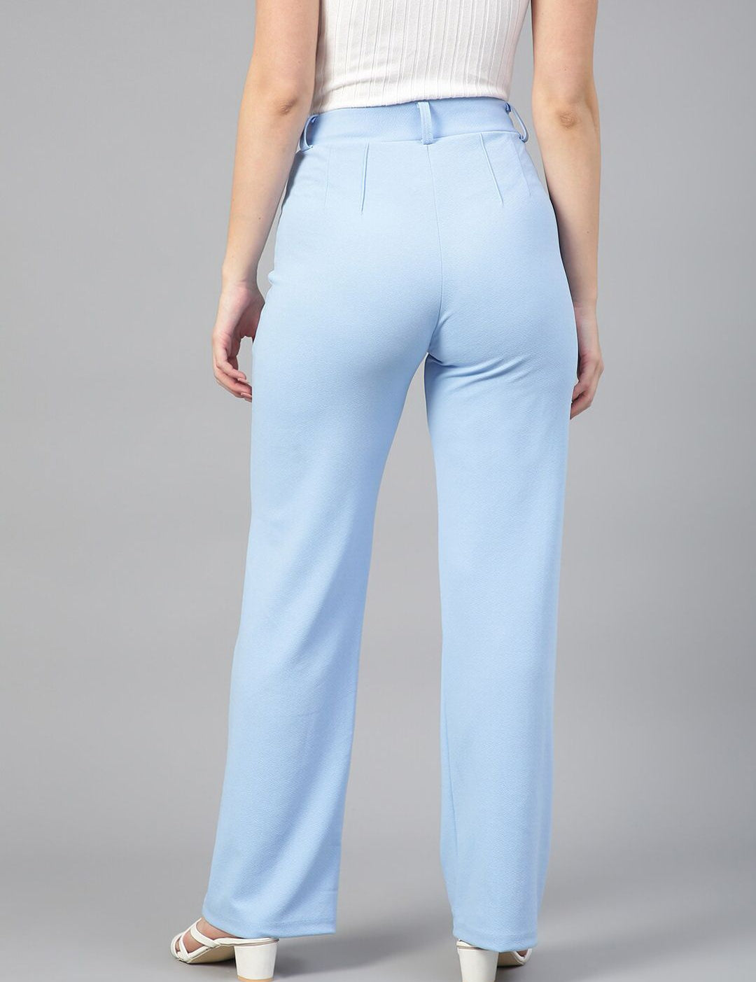 KOTTY BIZwear Women Relaxed High-Rise Easy Wash Parallel Wide Leg Trousers