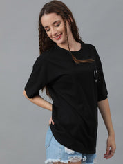 Kotty Graphic Printed Round Neck  Drop-Shoulder Sleeves Pure Cotton Oversized T-shirt
