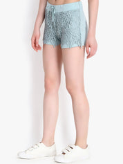 Kotty Women Blue Self Design Regular Fit Hot Pants