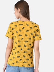 Kotty Women Pack of 2 Red & Yellow Printed Round Neck T-shirts