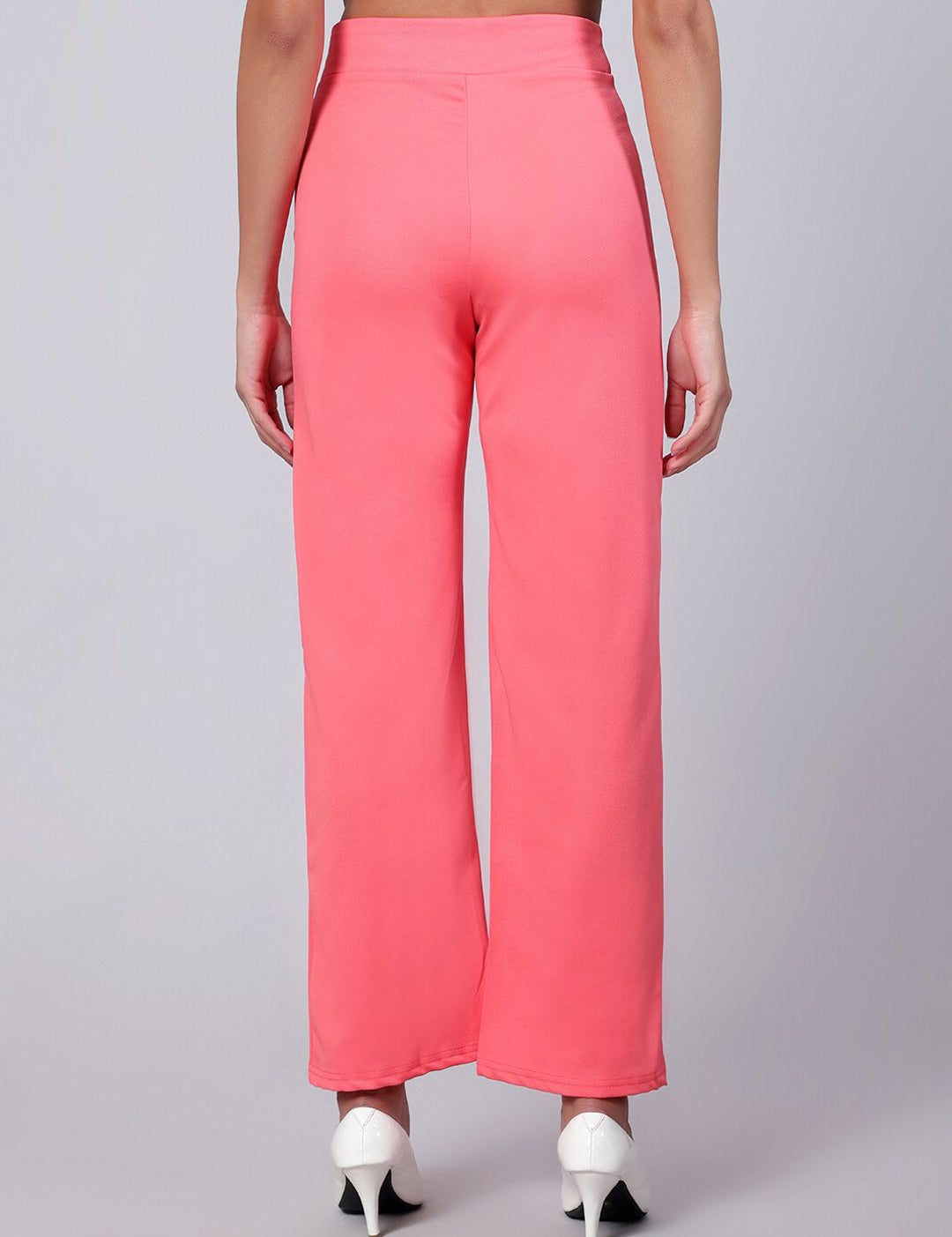 Kotty Women Relaxed Straight Fit High-Rise Easy Wash Trousers