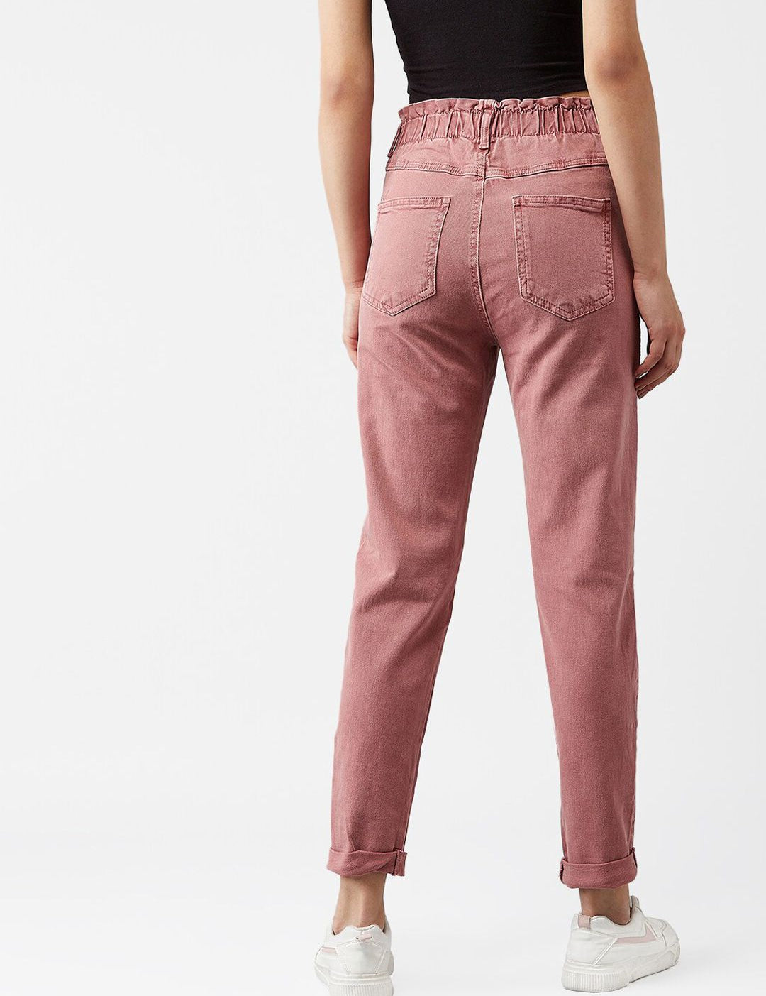 Kotty Women Old Rose Pink Tapered Fit High-Rise Clean Look Jeans