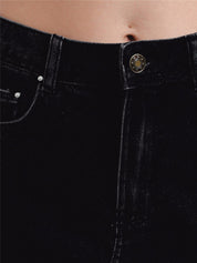 Kotty Women Black Solid Mini Denim A-Line Skirt