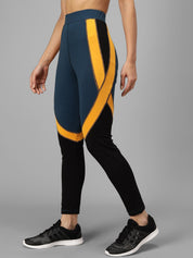 Kotty Women Green & Yellow Colourblocked Tights