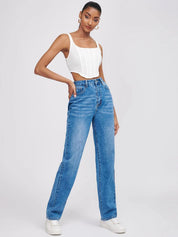 Kotty Women Jean Straight Fit Heavy Fade High-Rise Stretchable Jeans