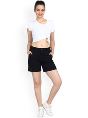 Kotty Women Black Solid Regular Fit Regular Shorts