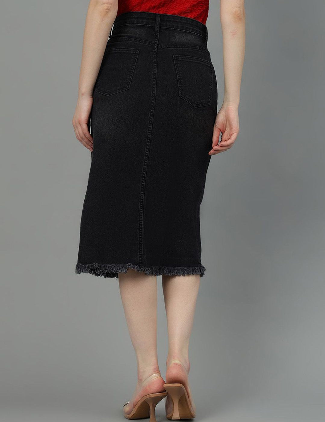 Kotty Cotton Straight Midi Skirt