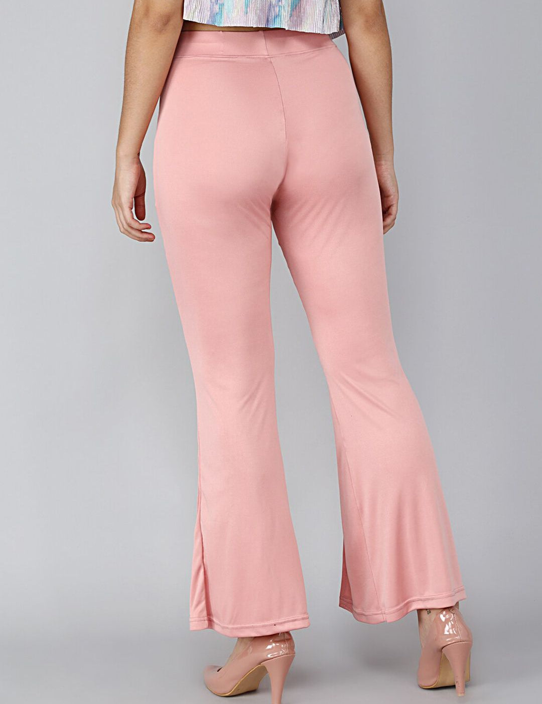 Kotty Women Pink Flared High-Rise Bootcut Trousers