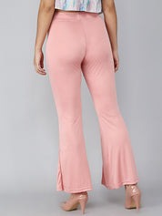 Kotty Women Pink Flared High-Rise Bootcut Trousers