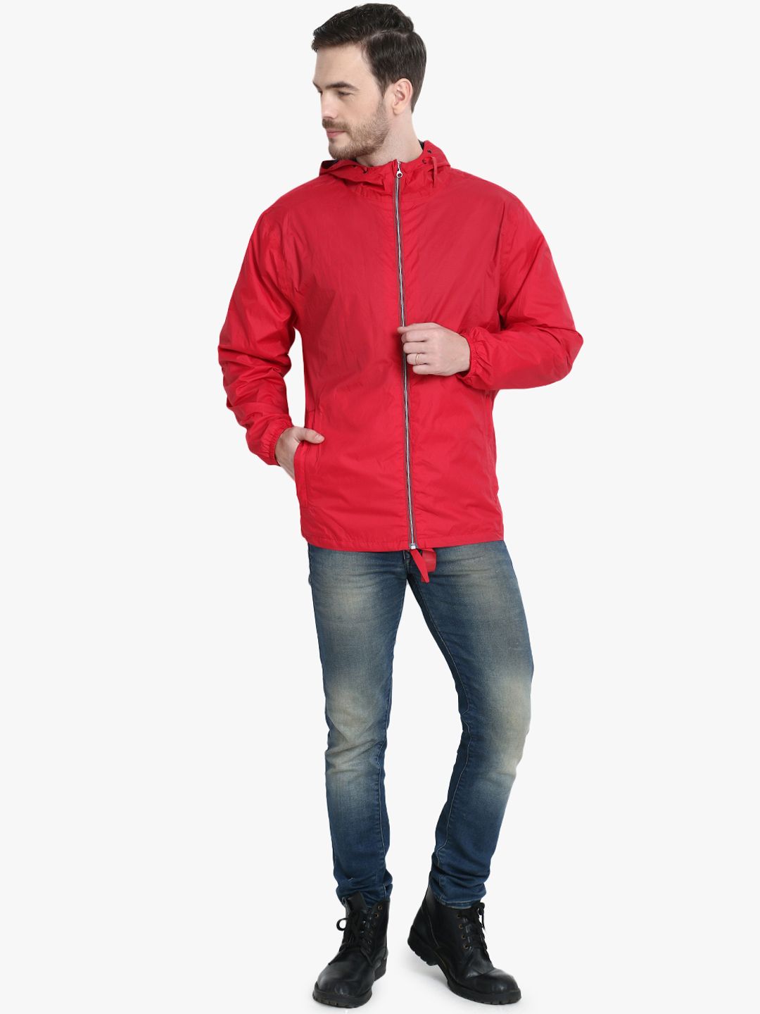 Kotty Men Red Solid Windcheater Padded Jacket