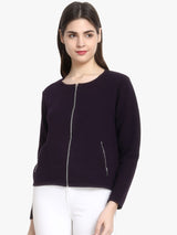 Kotty Women Purple Self Design Lightweight Tailored Jacket