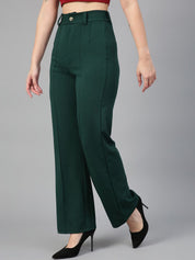 Kotty Women Relaxed Straight Fit High-Rise Easy Wash Parallel Trousers