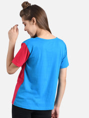 Kotty Women Yellow Colourblocked Round Neck T-shirt