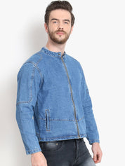 Kotty Men Blue Solid Denim Jacket