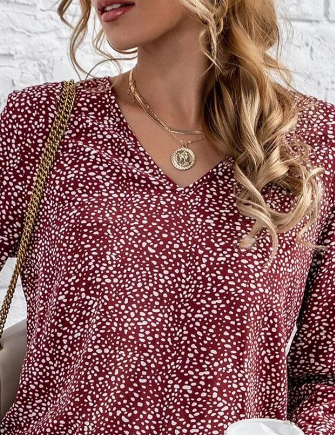 Kotty Abstract Printed Cuffed Sleeves Crepe Top