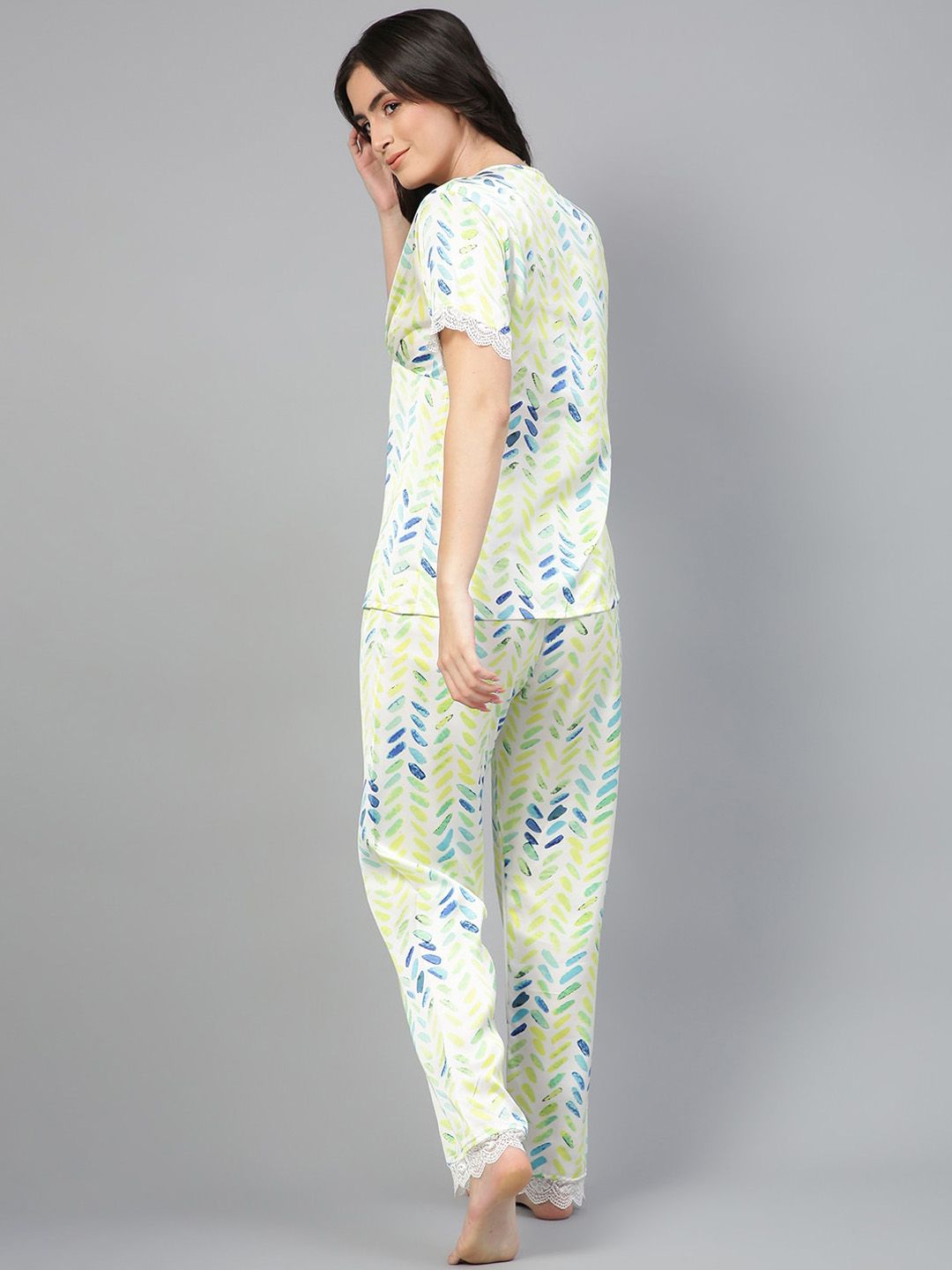 Kotty Floral Printed Satin Night Suit