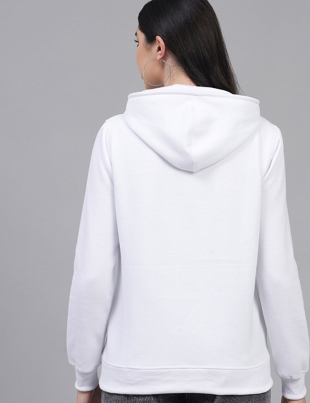 Kotty Women White Printed Hooded Sweatshirt
