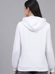 Kotty Women White Printed Hooded Sweatshirt