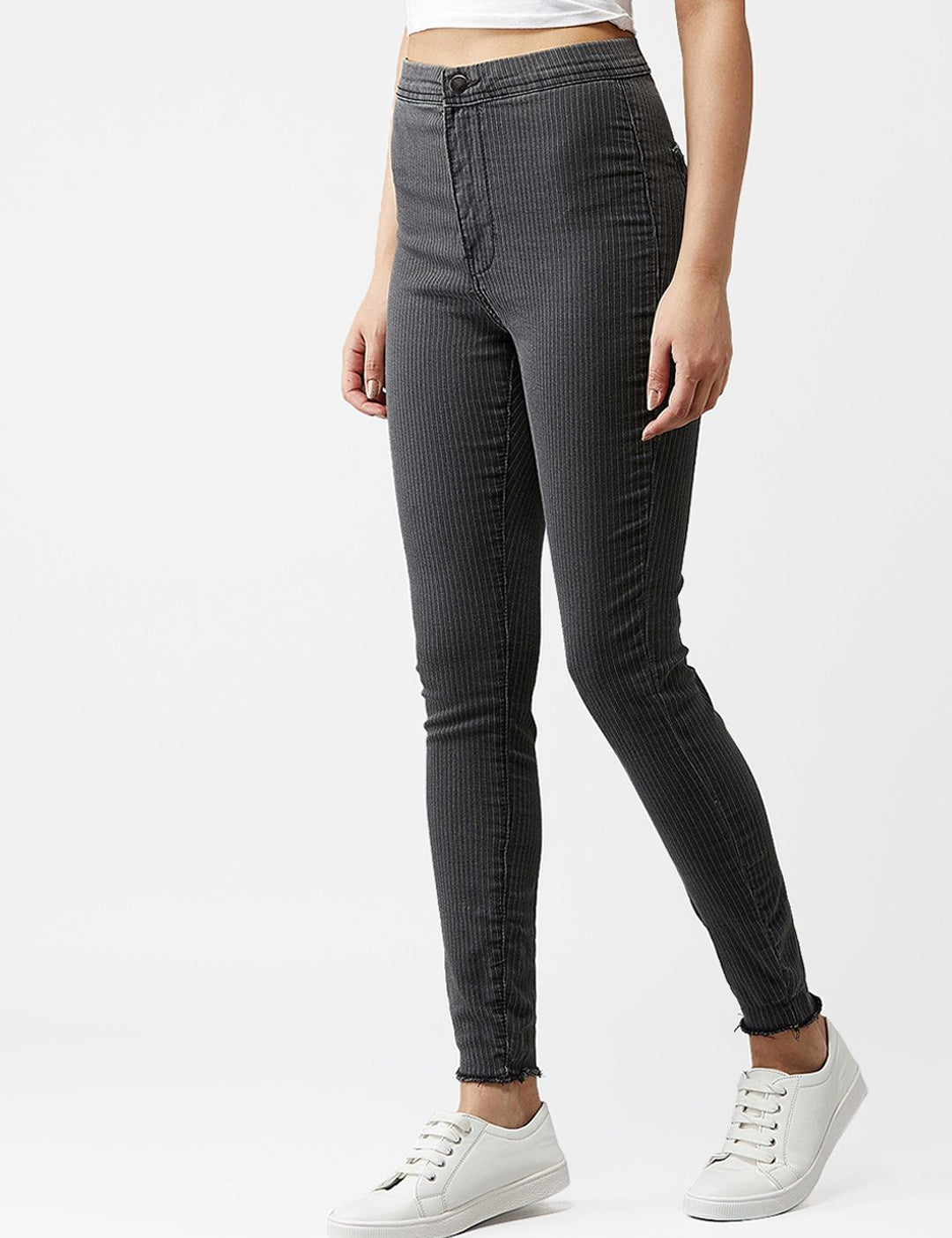 Kotty Women Grey Skinny Fit High-Rise Clean Look Jeans