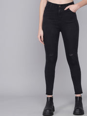 Kotty Women Blue Skinny Fit High-Rise Low Distress Jeans